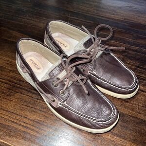 Women's Sperry Top-Sider Brown Leather Boat Shoes 9173907 8.5 M